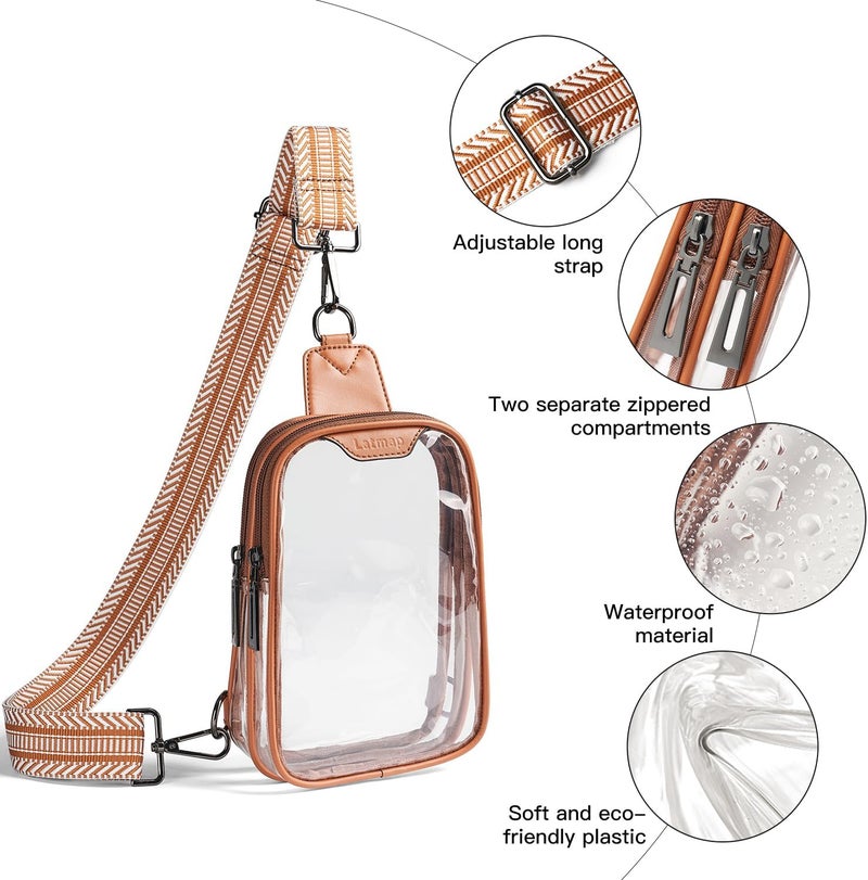 LATMAP DOUBLE ZIP Clear bags Stadium Approved Crossbody Sling Bag Fanny Pack Purses for Women Men Belt bag for Stadium Events - Image 5